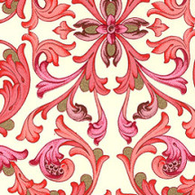 Red Tiled Floral Florentine Print Paper ~ Rossi Italy ~ 2015